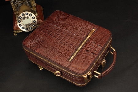 Crocodile Leather Shoulder Bag Messenger Briefcase CrossBody Handbag-2