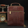Crocodile Leather Shoulder Bag Messenger Briefcase CrossBody Handbag-Back