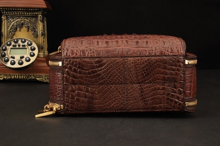 Crocodile Leather Shoulder Bag Messenger Briefcase CrossBody Handbag-Bottom