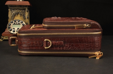 Crocodile Leather Shoulder Bag Messenger Briefcase CrossBody Handbag-Side