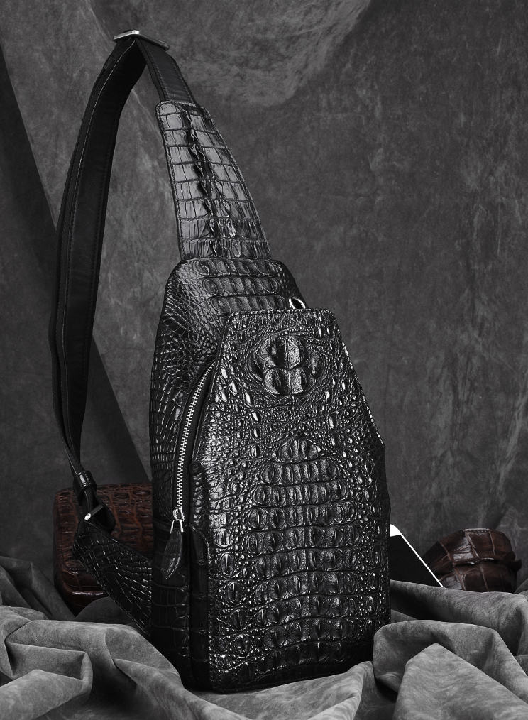 Men's Handmade Alligator Crossbody Sling Bag