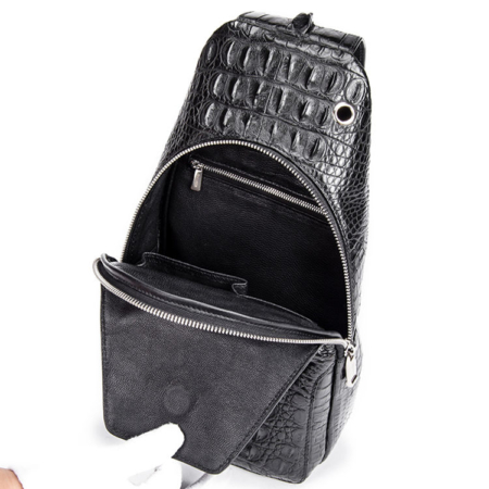 Crocodile Sling Backpack One Strap Travel Sport Crossbody Bag-Inside