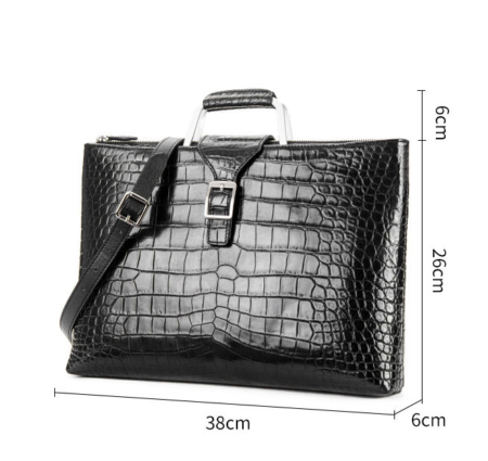 Fashion Alligator Briefcase Shoulder Cross-body Laptop Business Bag for Men-Size