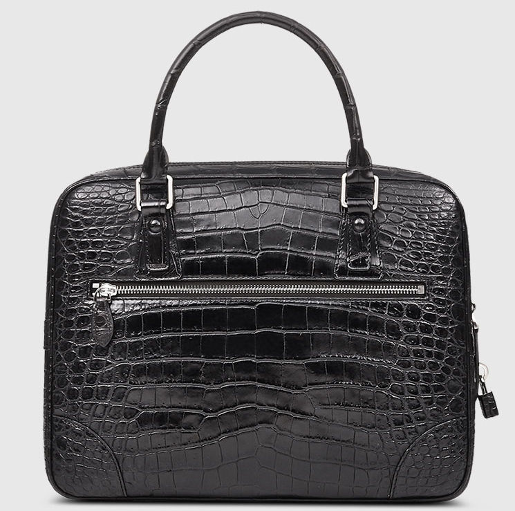 Genuine Alligator Leather Briefcase Laptop Bag for Men