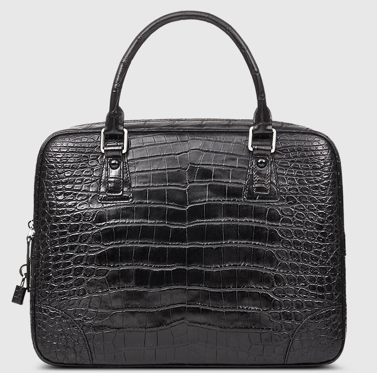 Genuine Alligator Leather Briefcase Laptop Bag for Men