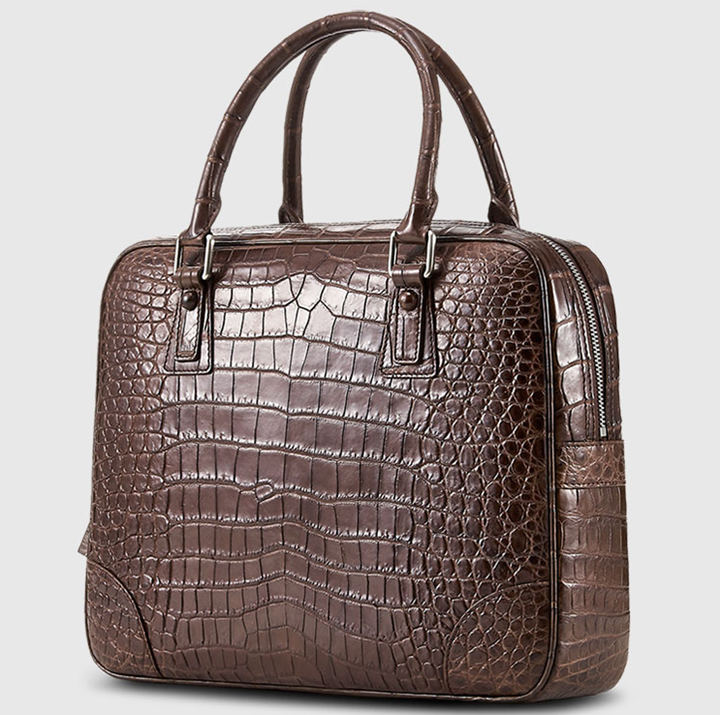 Genuine Alligator Leather Briefcase Laptop Bag for Men