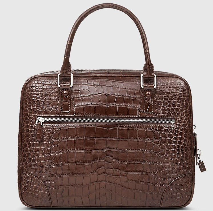 Genuine Alligator Leather Briefcase Laptop Bag for Men