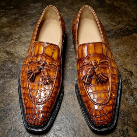 Genuine Alligator Skin Slip-on Loafer Dress Shoes