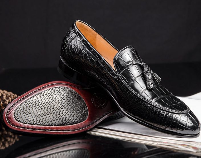 Genuine Alligator Skin Slip-on Loafer Dress Shoes for Men