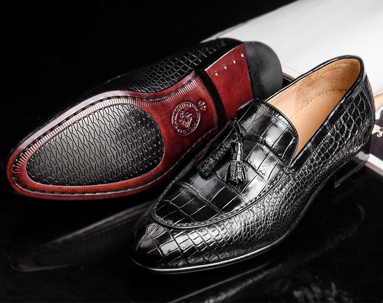 Genuine Alligator Skin Slip-on Loafer Dress Shoes for Men