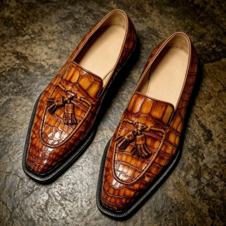 Genuine Alligator Slip-on Loafer Dress Shoes for Men
