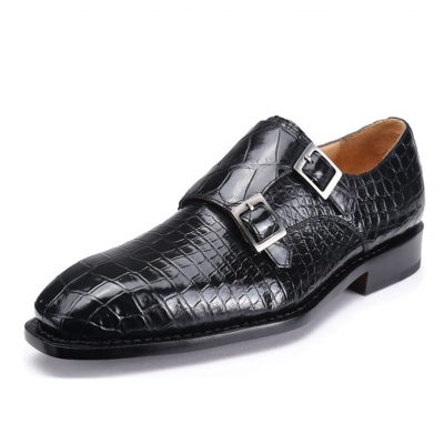 Crocodile Leather Dress Shoes , Blue 