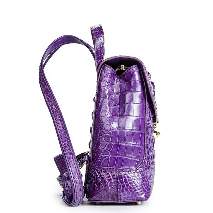 COOLCY Women Small Genuine Leather Backpack Purse Crocodile Designer Bag  (Purple)