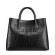 Women's Alligator Leather Handbag Tote Shoulder Bag Crossbody Purse-Black
