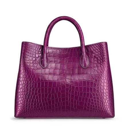 Women's Alligator Leather Handbag Tote Shoulder Bag Crossbody Purse-Purple