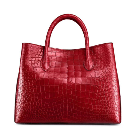 Women's Alligator Leather Handbag Tote Shoulder Bag Crossbody Purse-Red