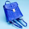 Women’s Casual Crocodile Leather Backpack Daypack for Ladies-Blue-Display