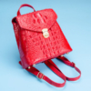Women’s Casual Crocodile Leather Backpack Daypack for Ladies-Red-Display