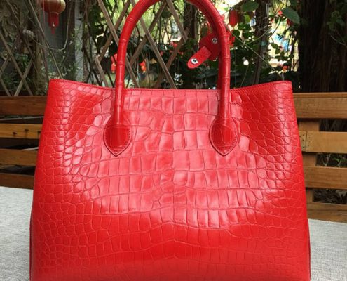 genuine crocodile leather handbag-red-2018