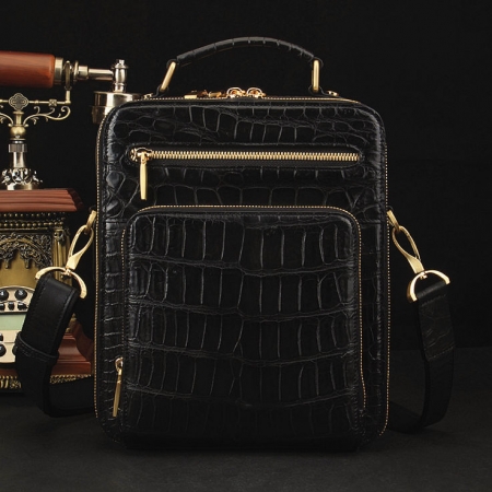 Alligator Leather Crossbody Single-Shoulder Briefcase Messenger Handbag