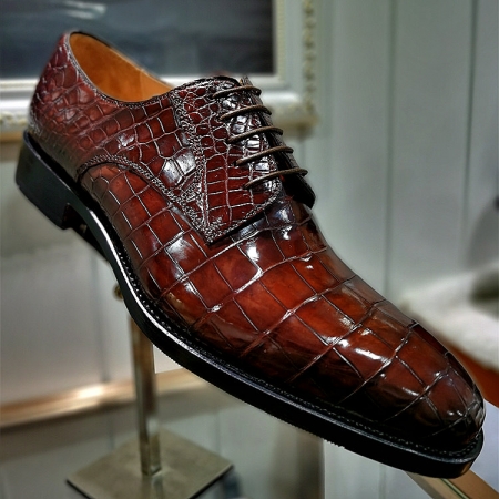 Alligator Leather Lace Up Derby Dress Shoes for Men