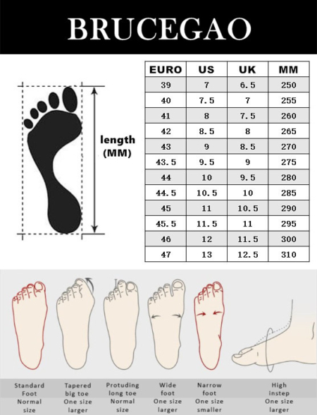 BRUCEGAO's Alligator and Crocodile Skin Shoes Size Chart