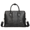 Business Mens Crocodile Leather Briefcase Bag Handbag Laptop Shoulder Bag-Black-Back