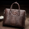 Business Mens Crocodile Leather Briefcase Bag Handbag Laptop Shoulder Bag-Brown-Front