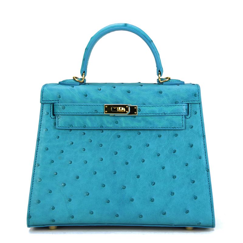 Ladies Classic Ostrich Skin Handbag Padlock Shoulder Bag WAG Satchel Bag MA36711