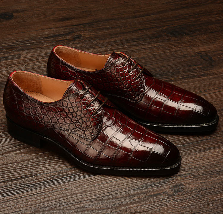 Formal Alligator  Leather Lace Up Derby Dress Shoes  for Men