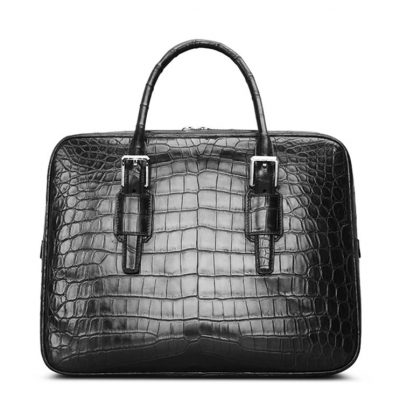 Leather briefcase - Kaki porosus crocodile bag – ABP Concept