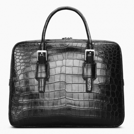 Mens Alligator Leather Business Work Briefcase Laptop Bag-Back