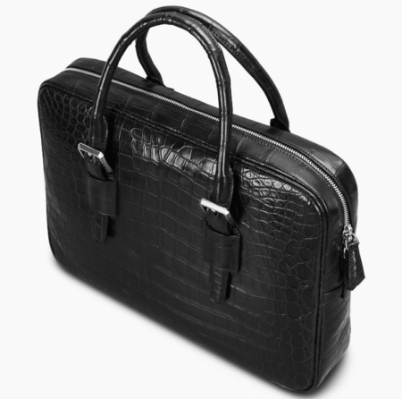 Mens Alligator Leather Business Work Briefcase Laptop Bag-Top