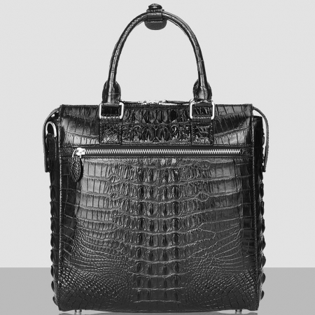 Modern Men's Crocodile Leather Briefcase Business Laptop Bag-Back