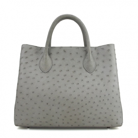 Ostrich Handbag Shoulder Bag Tote Purse-Gray