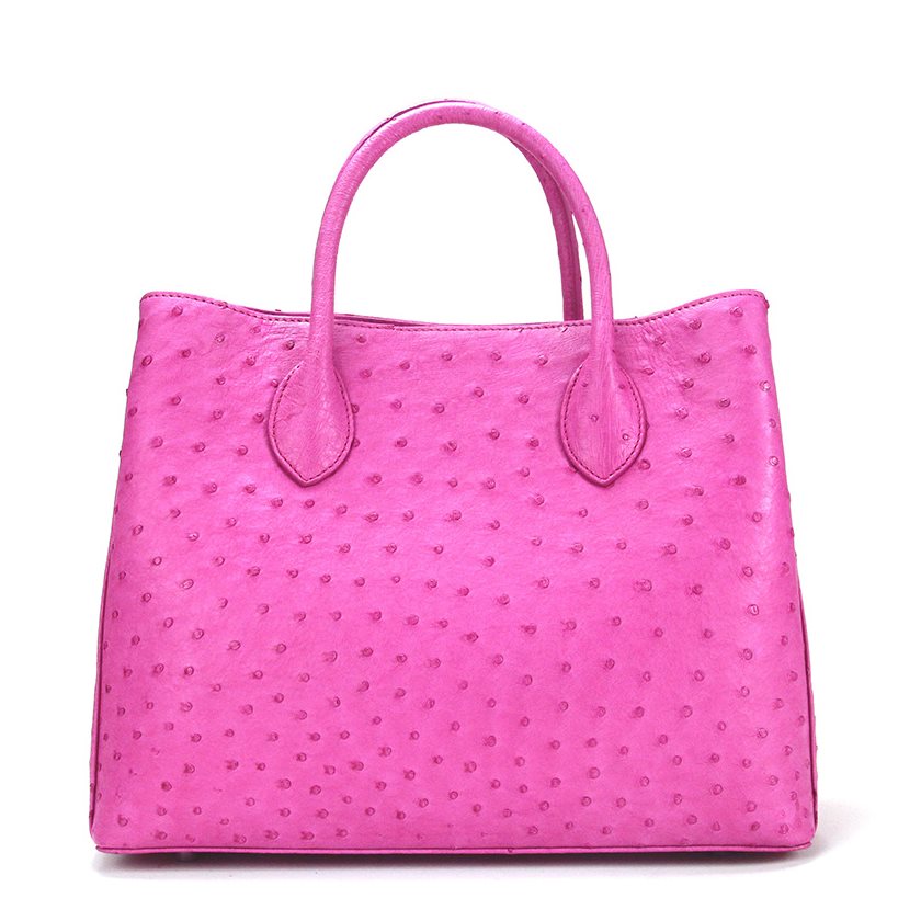 Ostrich skin handbag in Pink color – Lotus Gallery