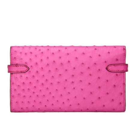 Ostrich Leather Wallet Clutch Purse-Back