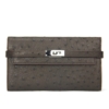 Ostrich Leather Wallet Clutch Purse-Coffee