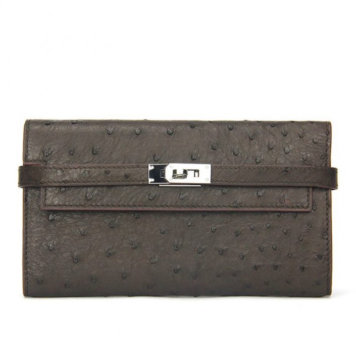 Ostrich Leather Wallet Clutch Purse