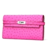 Ostrich Leather Wallet Clutch Purse-Front
