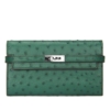Ostrich Leather Wallet Clutch Purse-Green