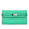 Ostrich Leather Wallet Clutch Purse-Light Green