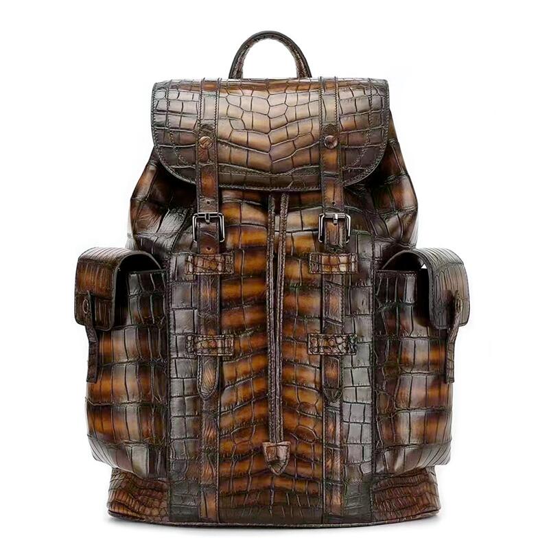 Real Crocodile alligator leather skin backpack Shoulder Bag Travel Bags for  men