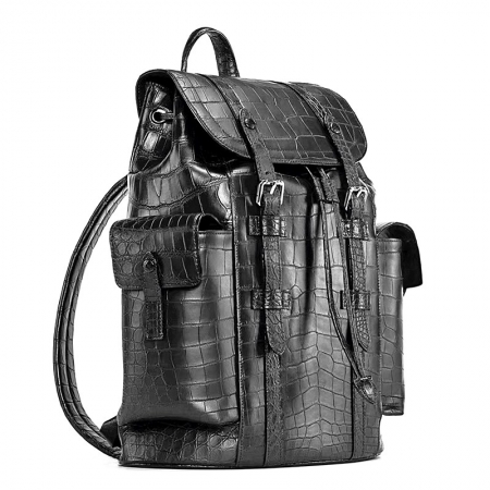 Alligator Skin Backpack Shoulder Bag Travel Bag-Micro Side