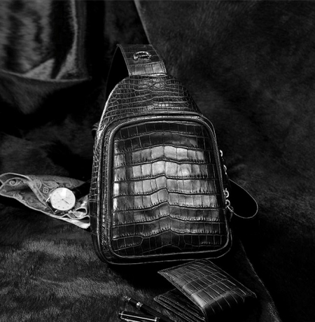 Casual Alligator Leather Shoulder Sling Backpack Bag-2