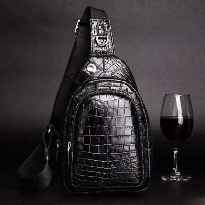 Casual Travel Alligator Leather Shoulder Sling Backpack Bag-Display