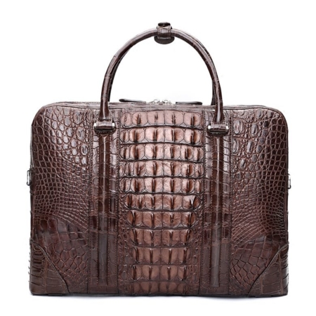 Handmade Classic Crocodile Leather Briefcase Laptop Bag Business Bag-Back