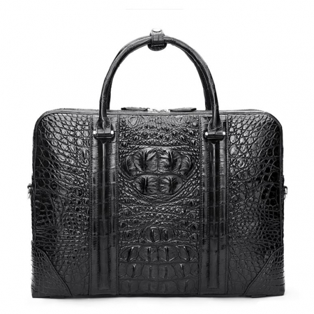 Handmade Classic Crocodile Leather Briefcase Laptop Bag Business Bag-Black