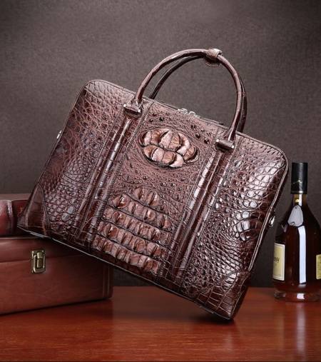 Handmade Classic Crocodile Leather Briefcase Laptop Bag Business Bag-Display