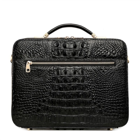 Handmade Crocodile Leather Briefcase Messenger Laptop Bag-Back